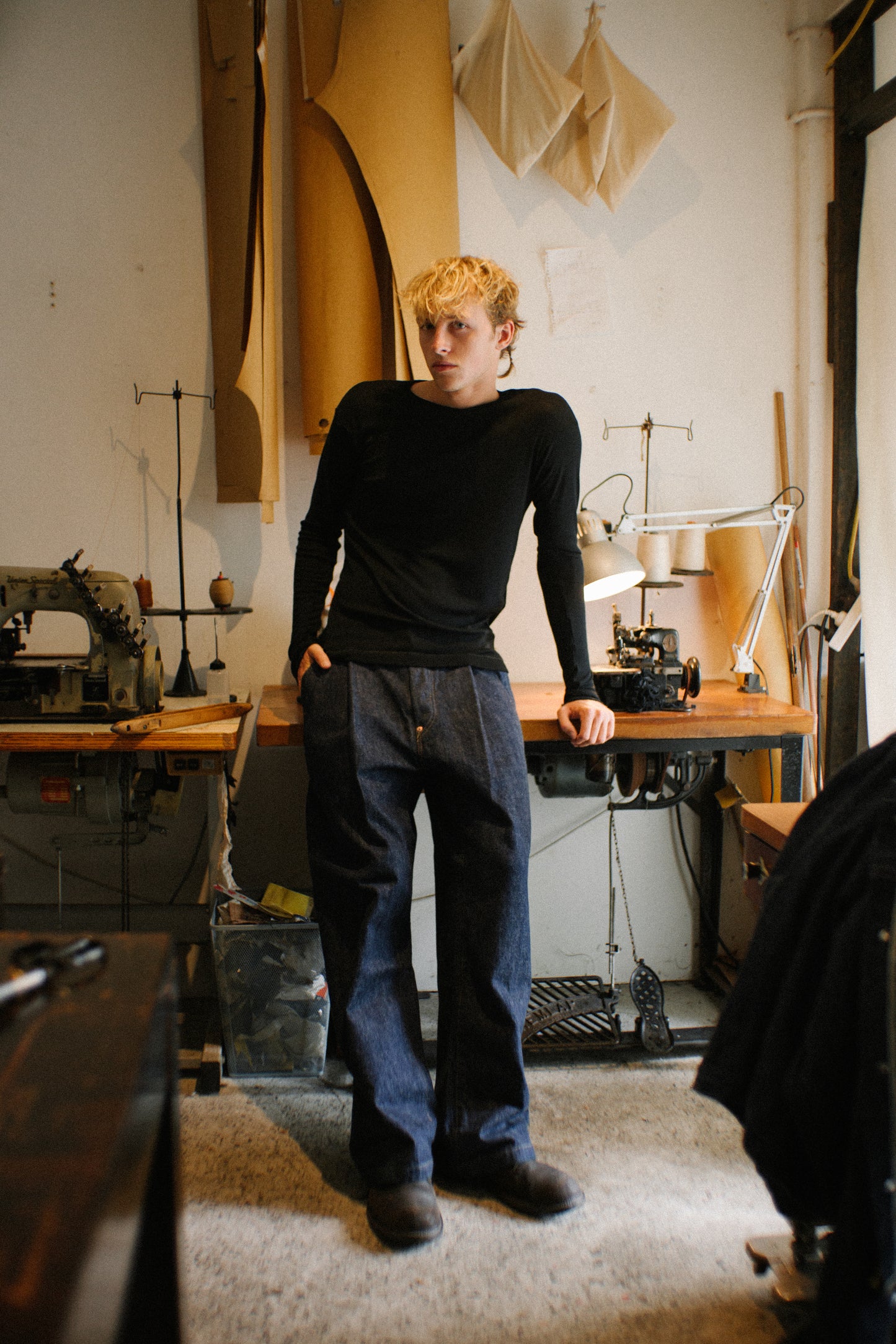 Wide Leg Pleated Denim 13oz - Pre Order