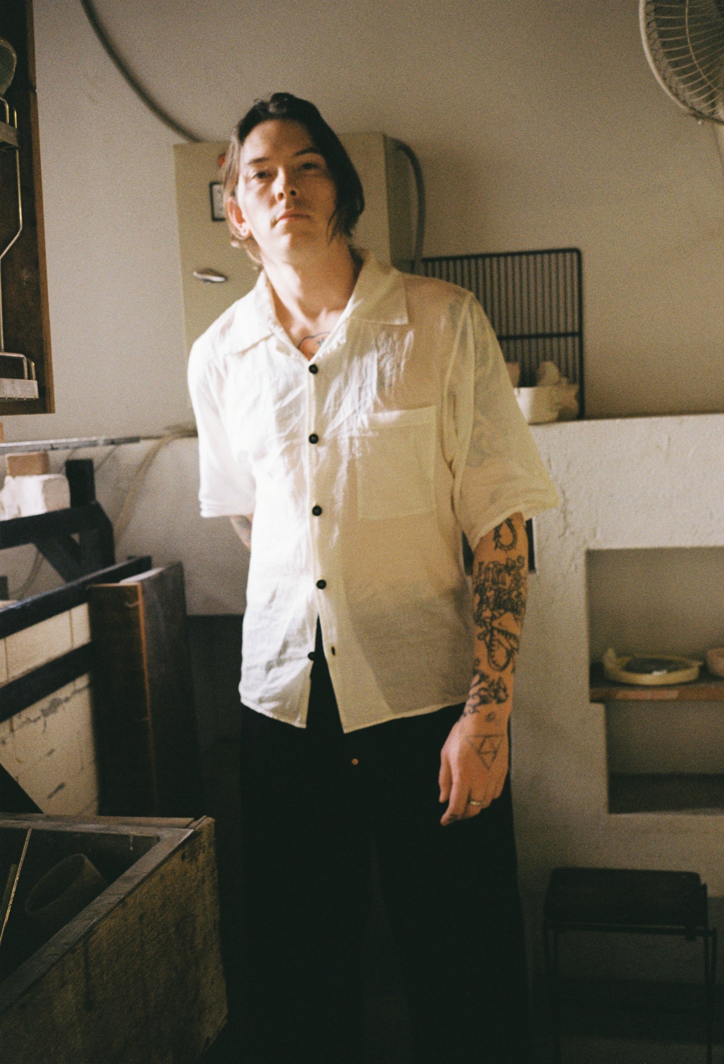 Fine short sleeve button down