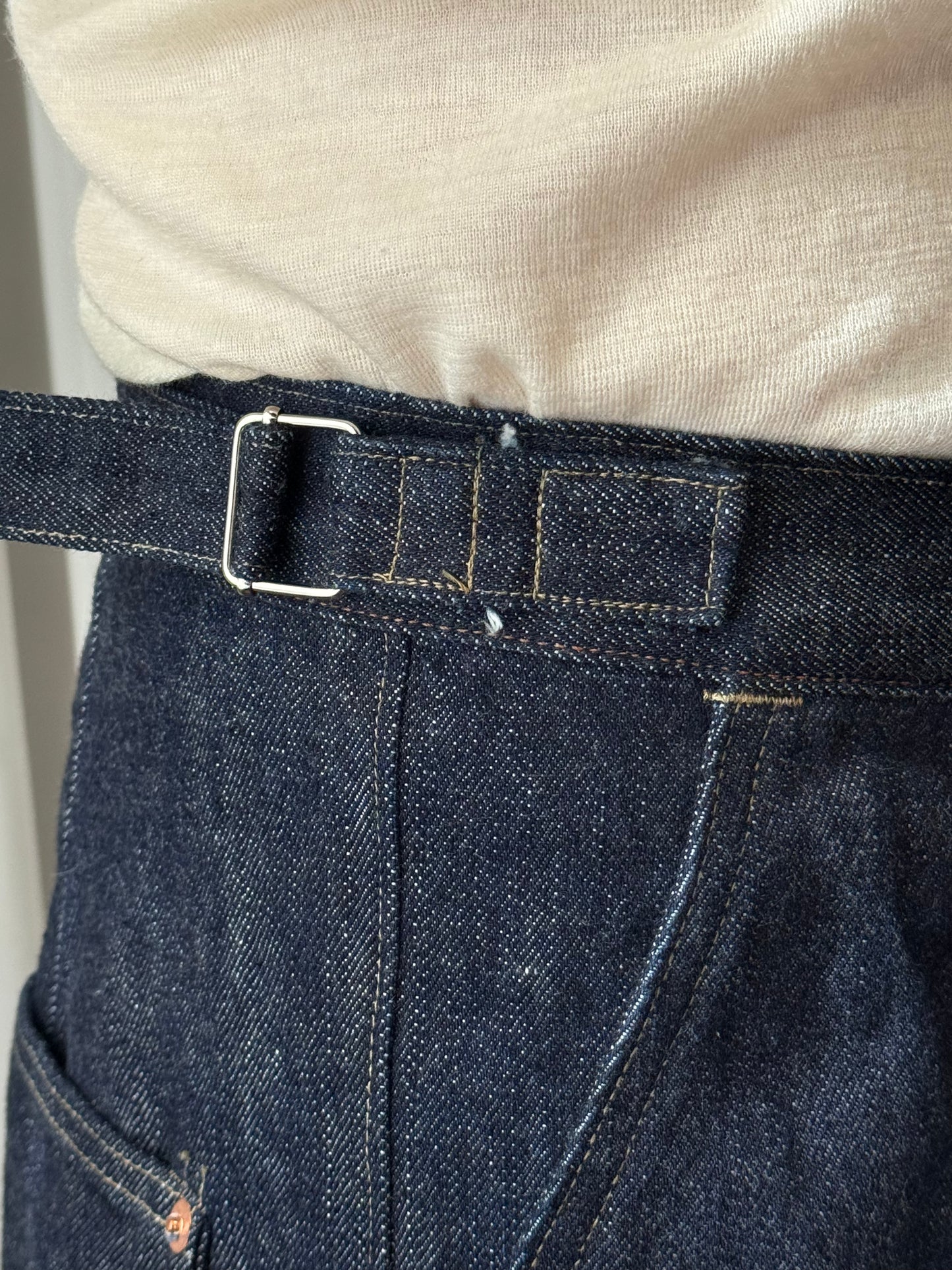 Wide Leg Pleated Denim 13oz