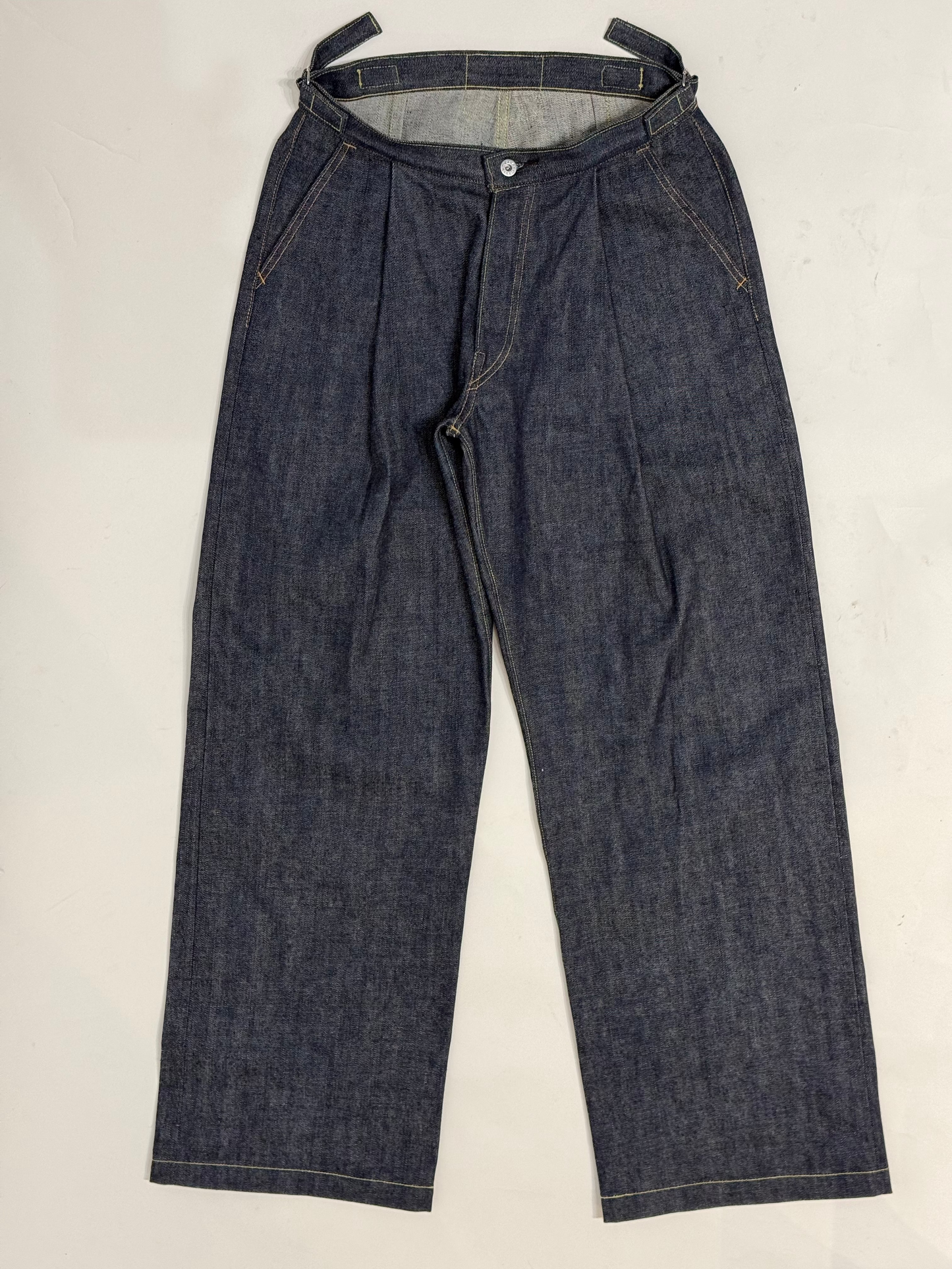Wide Leg Pleated Denim